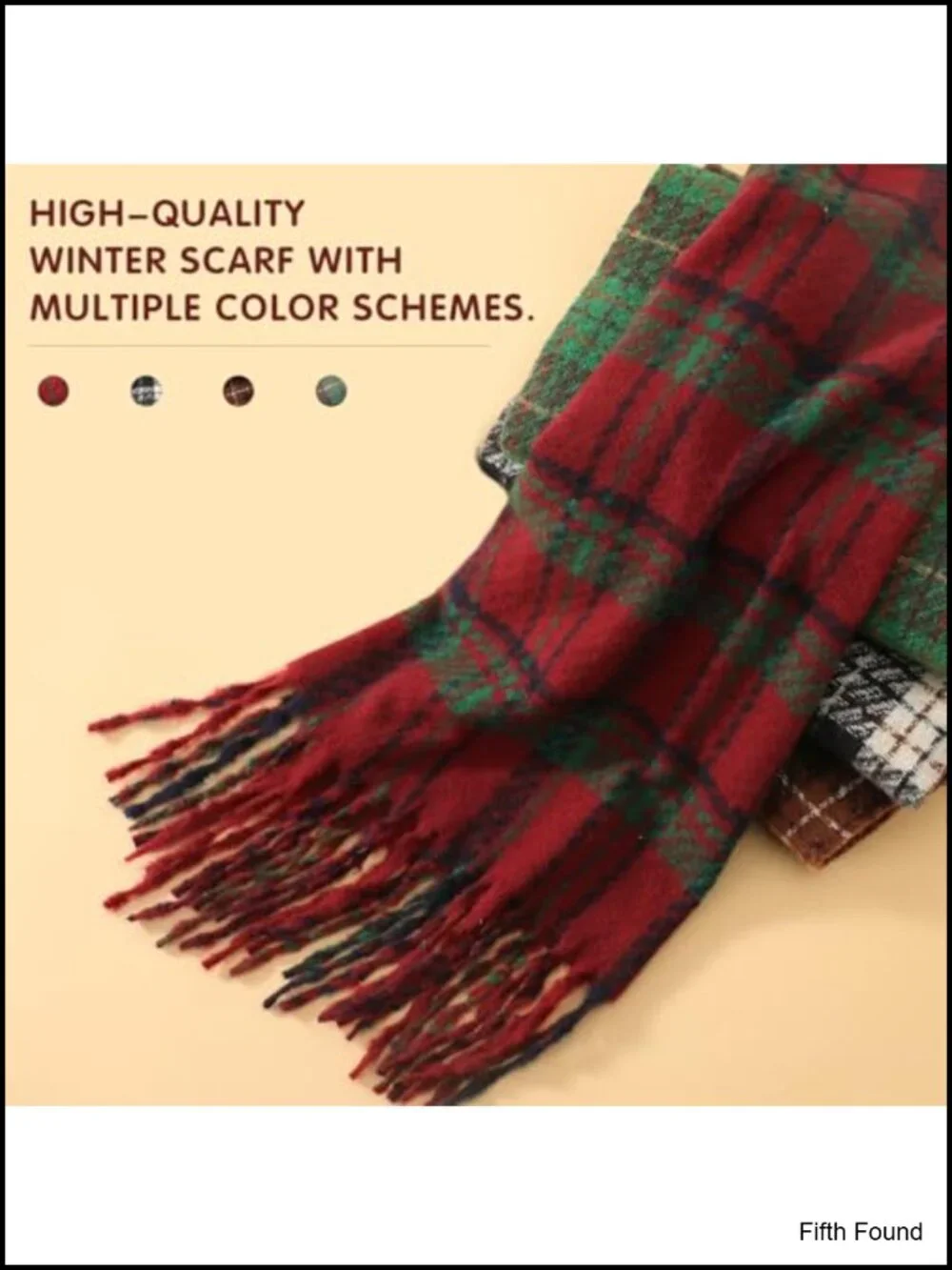 Winter Scarf Women Cashmere Feel Oversized Plaid Blanket Shawl Tassels